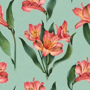 Kırmızı lily çiçek deseni