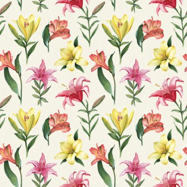 renkli lily çiçek deseni