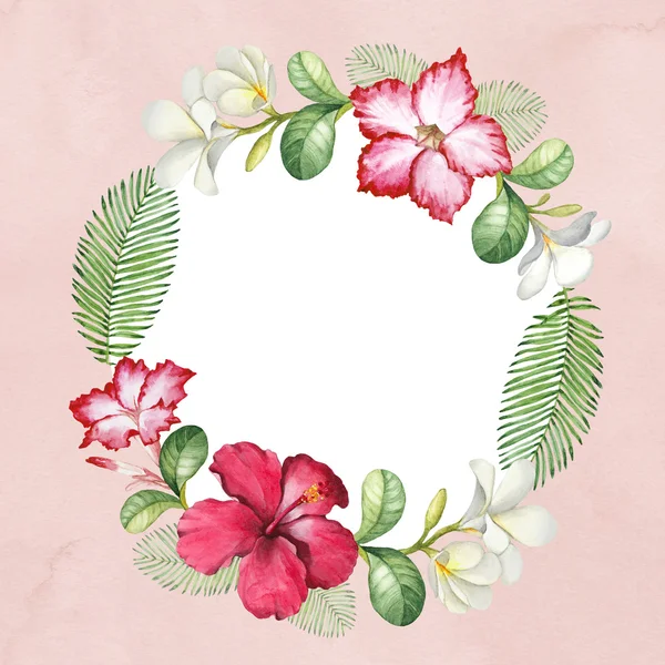 Background with watercolor tropical flowers. — Stock Photo, Image