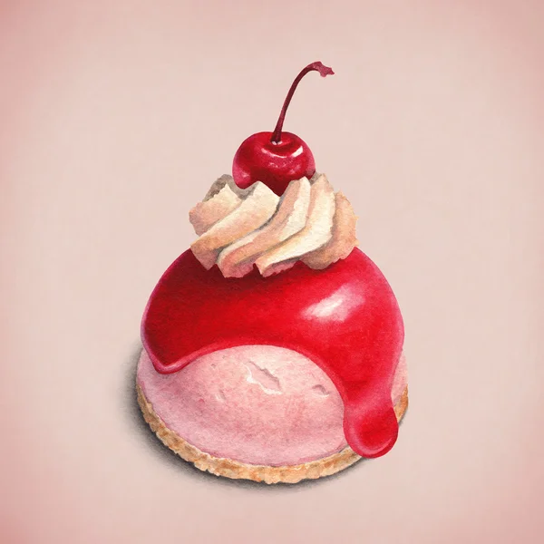 樱桃蛋糕的插图 — 图库照片