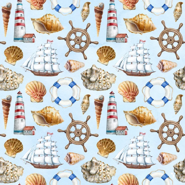 Watercolor illustrations of shells — Stock Photo, Image