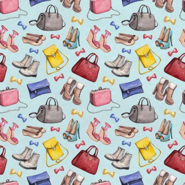 Suluboya çanta ve ayakkabı modeli