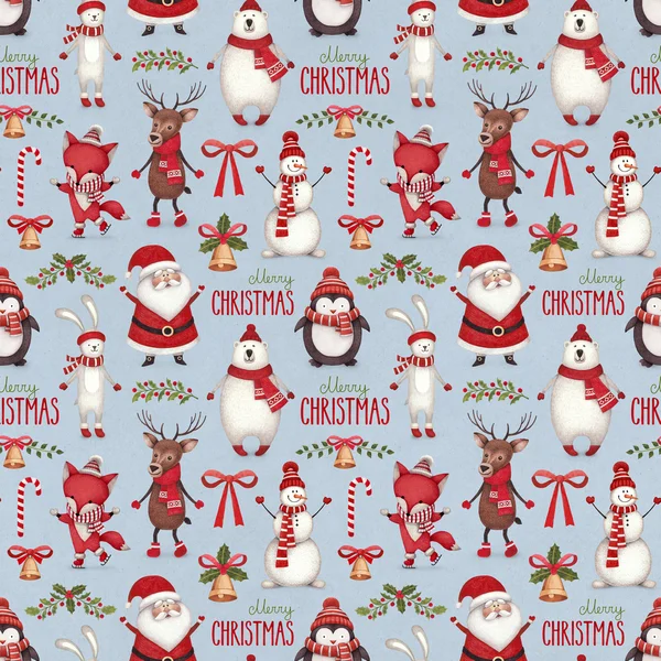 수채화 크리스마스 삽화입니다. 원활한 패턴 — 스톡 사진
