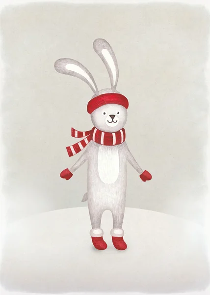 Акварельная иллюстрация кролика — стоковое фото