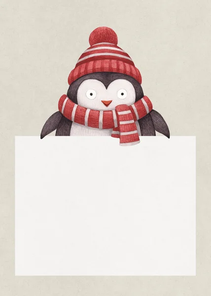 Акварельна ілюстрація пінгвіна — стокове фото