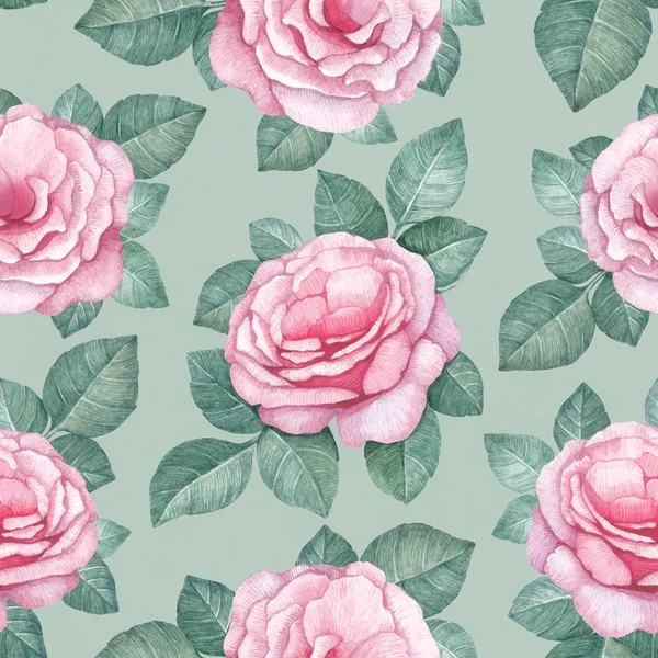 Aquarel patroon met rozen — Stockfoto