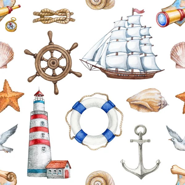 Seamless nautical pattern — Stock Photo, Image