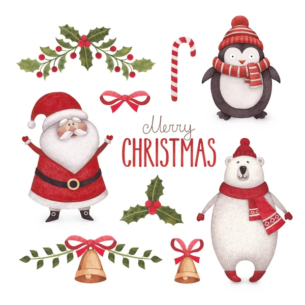 Aquarel illustraties Kerstcollecte — Stockfoto