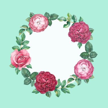 suluboya çiçek çerçevesi.