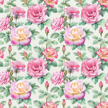 Suluboya yabani gül çiçek deseni