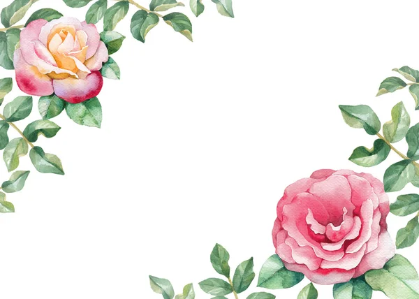 Aquarel illustratie van roze bloemen — Stockfoto