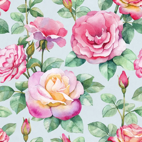 Watercolor wild rose flowers  pattern — Stock Photo, Image