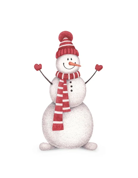 Watercolor illustration of snowman — Stock Photo, Image