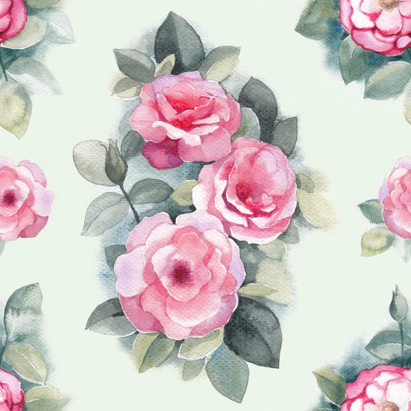 Acuarela rosa salvaje flores patrón —  Fotos de Stock