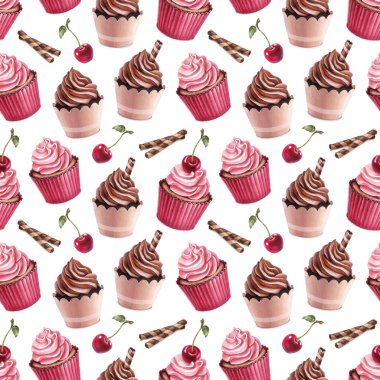 Vişneli ve çikolatalı kek desen