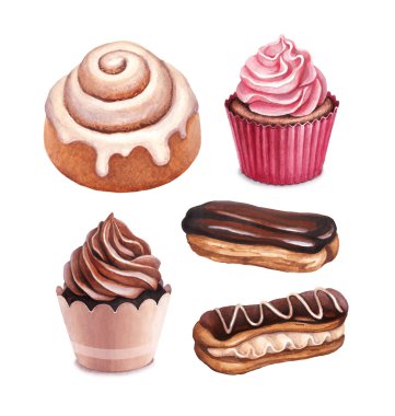 Pasta, tarçın topuz ve cupcakes