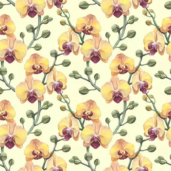 Naadloze patroon met orchideebloemen — Stockfoto