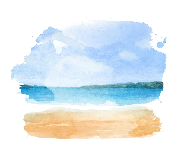 Watercolor  tropical beach — Stock Photo, Image