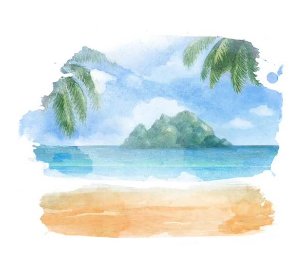 Aquarel tropisch strand — Stockfoto