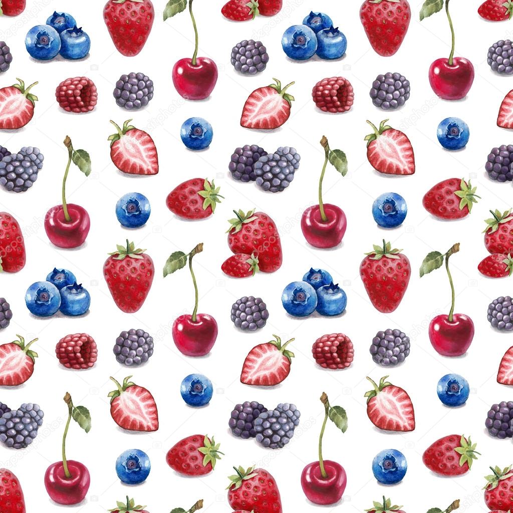 Watercolor berries pattern — Stock Photo © Sashsmir 59829161