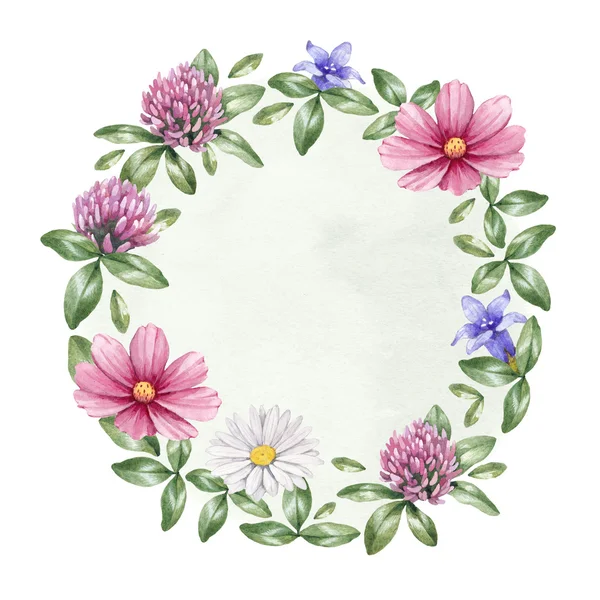 Moldura floral aquarela — Fotografia de Stock