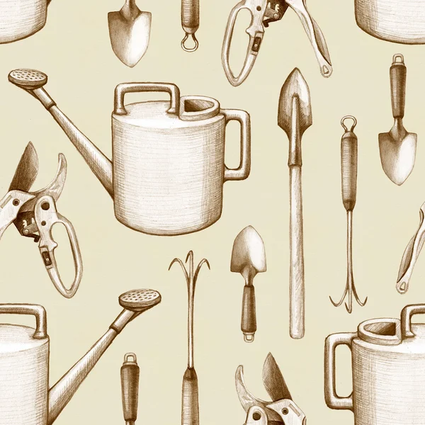 Garden tools pattern — Stock Photo, Image