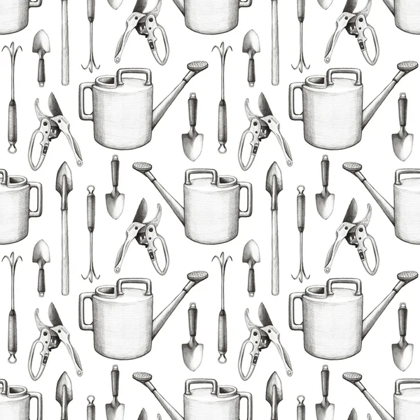 Garden tools pattern — Stock Photo, Image