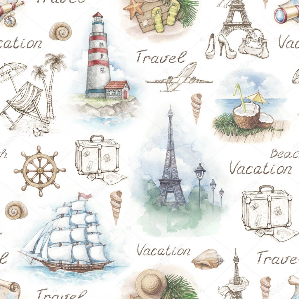 Travel seamless pattern