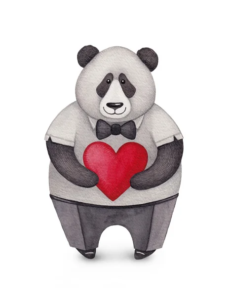 Panda com coração — Fotografia de Stock