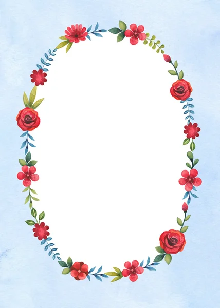 Akvarell blommig ram. Perfekt för gratulationskort eller inbjudan — Stockfoto