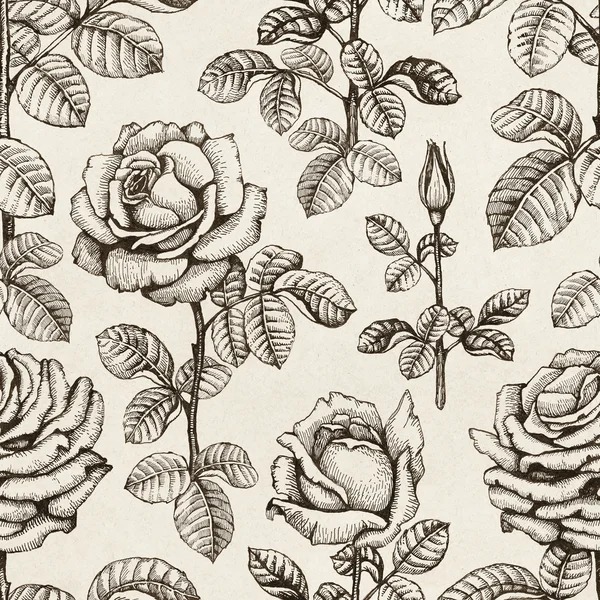 Seamless pattern with rose illustrations — Stock Photo, Image