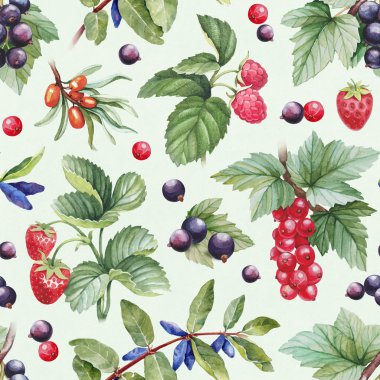 Çilek suluboya resimler seamless modeli