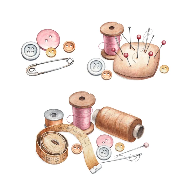 Illustrations of sewing tools — Stock Photo, Image