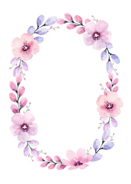 Moldura floral aquarela. Perfeito para cartão de felicitações ou convite — Fotografia de Stock