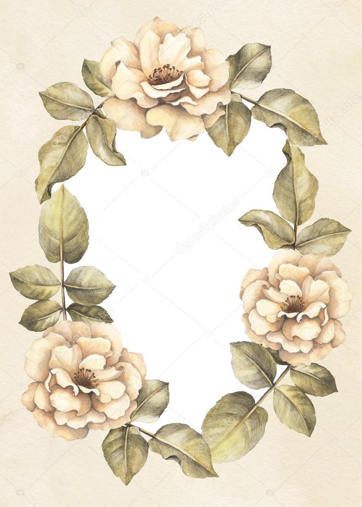 Background with watercolor rose flowers