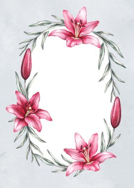 Lily çiçek çizim ile arka plan. Tebrik kartı için mükemmel