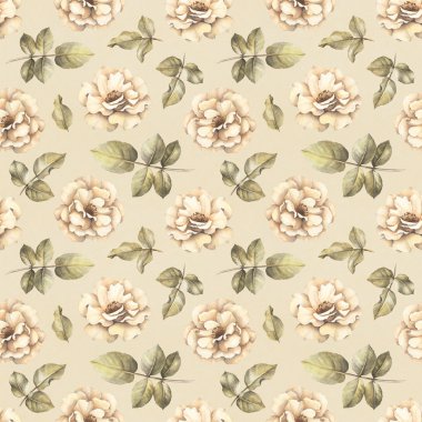 Gül çiçek çizimleri ile Seamless Modeli