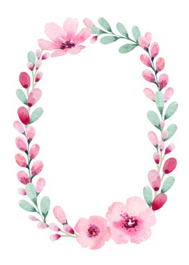 Suluboya çerçeve çiçek. Mükemmel tebrik kartı veya davet