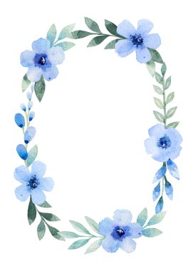 Suluboya çerçeve çiçek. Mükemmel tebrik kartı veya davet