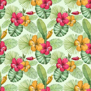 Sulu Boya Dikişsiz tropikal desen