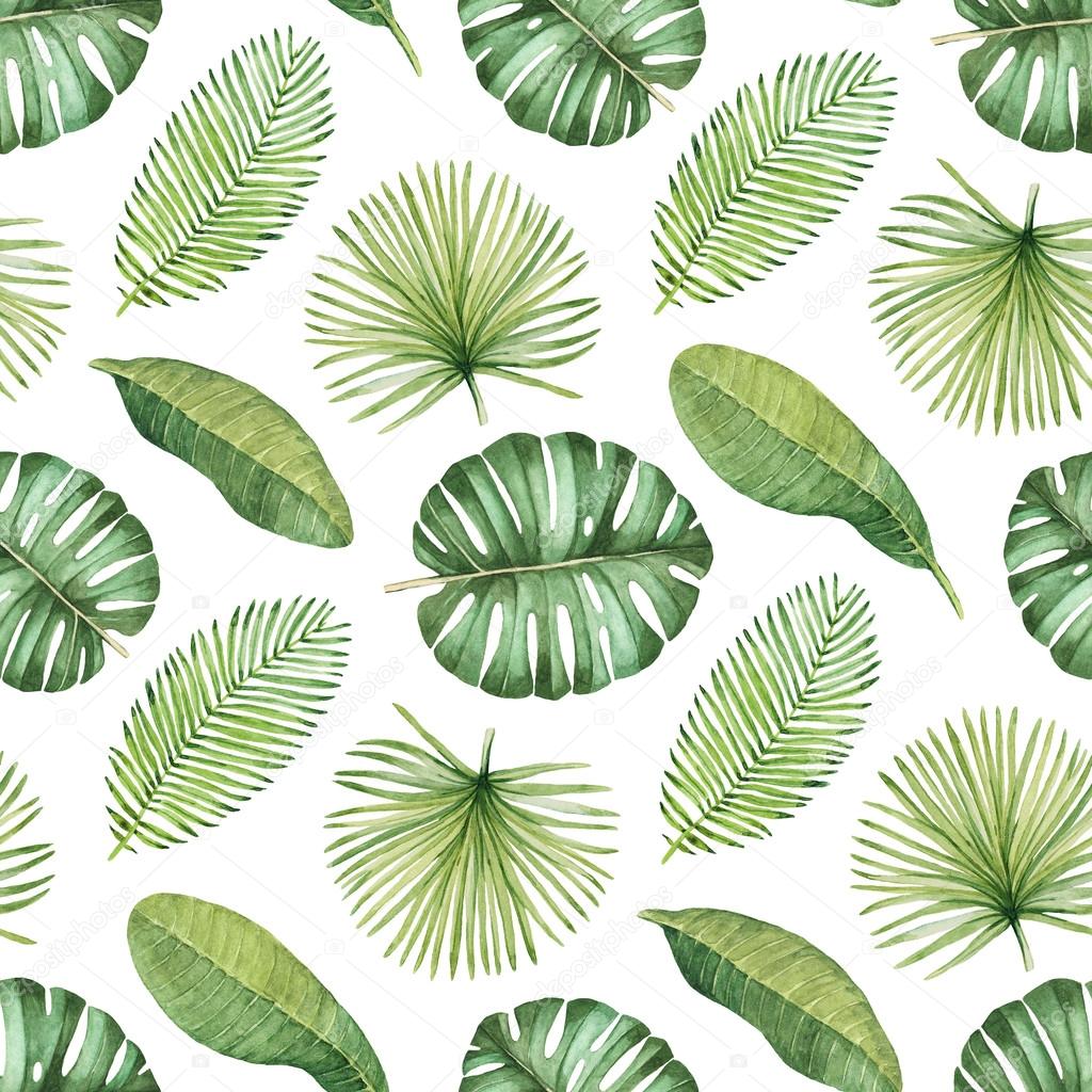 Watercolor seamless tropical pattern