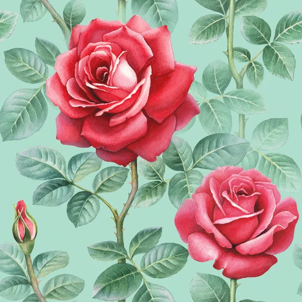 Watercolor rose flowers illustration. Seamless pattern — Stock Photo, Image