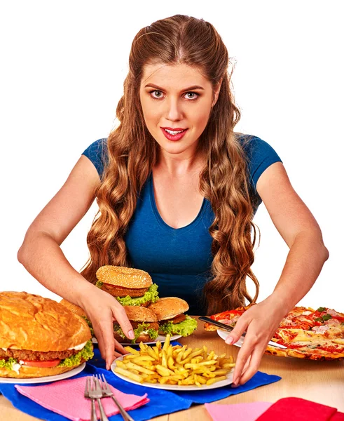Chica comiendo sándwich grande . —  Fotos de Stock