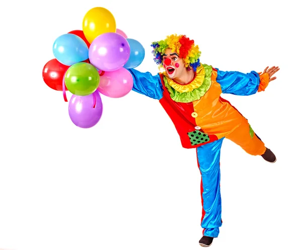 Proficiat met je verjaardag. Clown met ballonnen. — Stockfoto