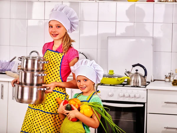 Children cooking at kitchen. — Stock Photo, Image