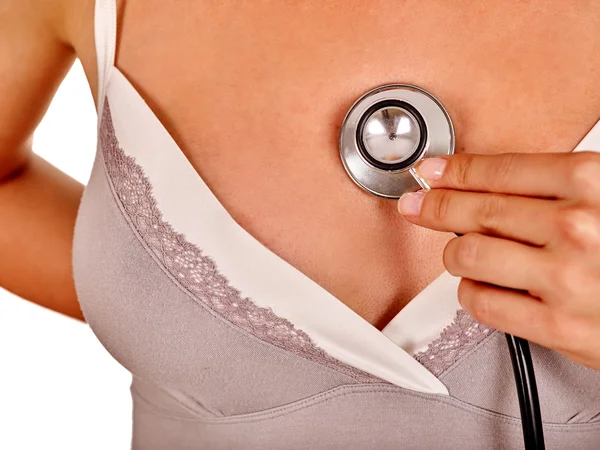 Female breasts with stethoscope. — Stock Photo, Image