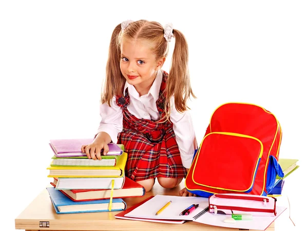 Child with stack books. Stock Picture