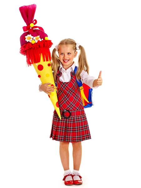 Child with school cone. — Stock Photo, Image