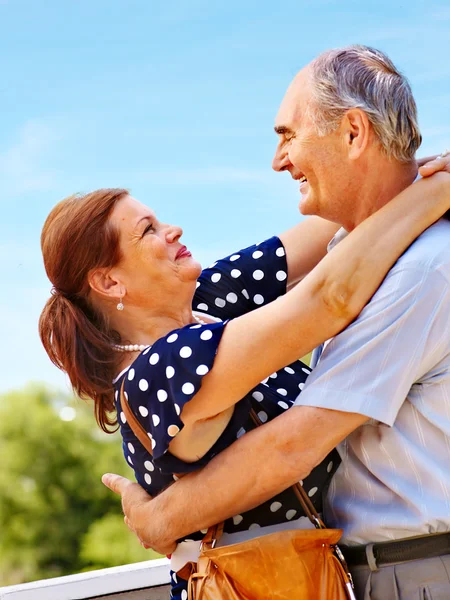 Old couple at summer outdoor. — Stock Photo, Image