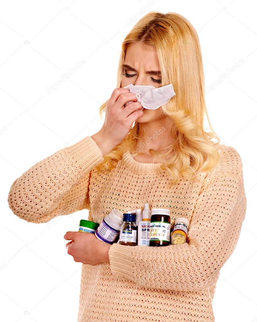 Woman having  cold.